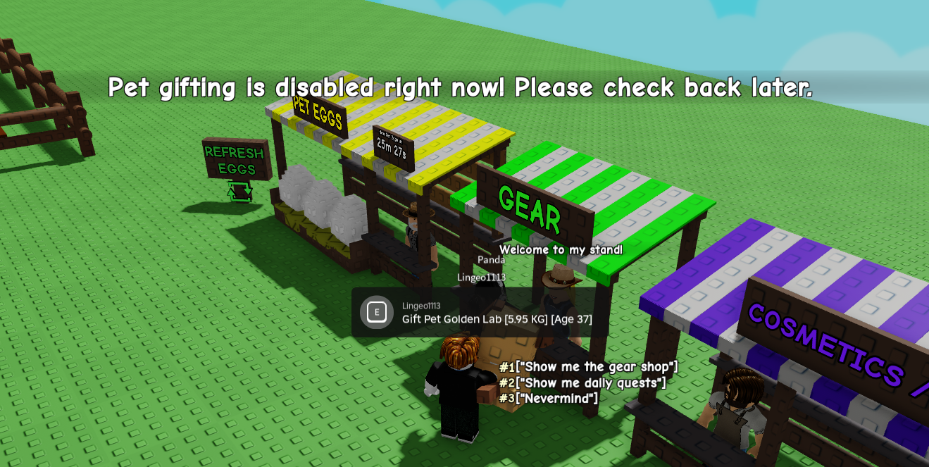 Что значит pet gifting is disabled